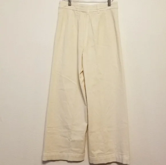 Free People Cream Wide-Leg Cropped Jeans - Picture 7 of 13